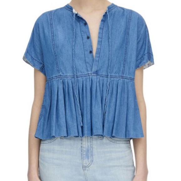Rebecca Taylor Denim Peplum Top - Picture 1 of 7